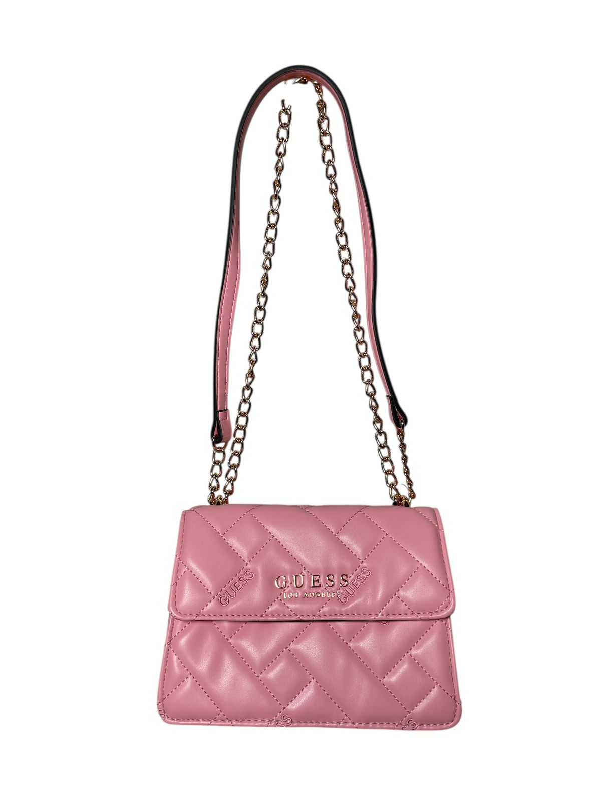 Bolsa Clutch GUESS Acolchada Rosa o Negra con Cadena Dorada Estilo y Glamour Compacto
