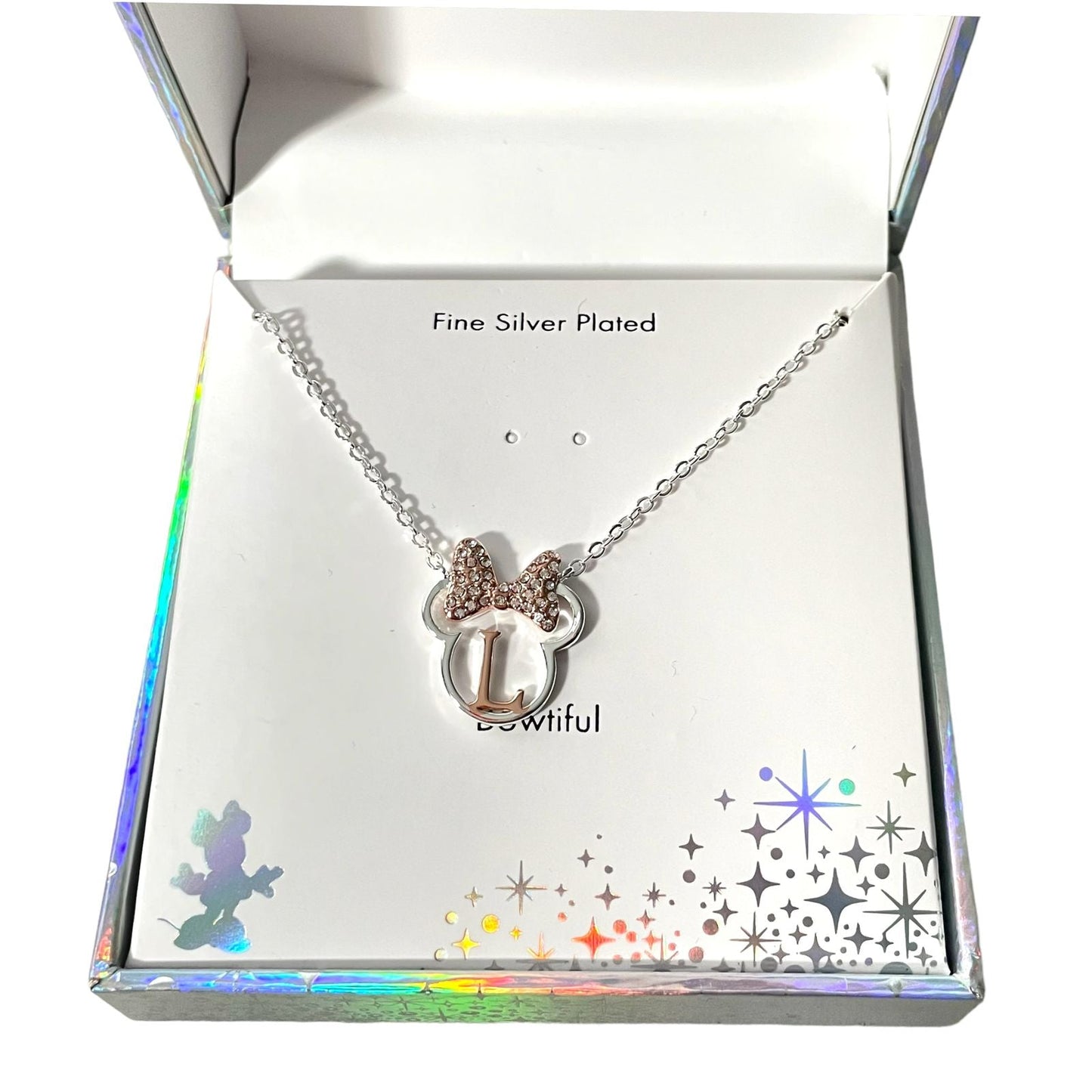 Collar Disney Plateado de Minnie con Inicial K