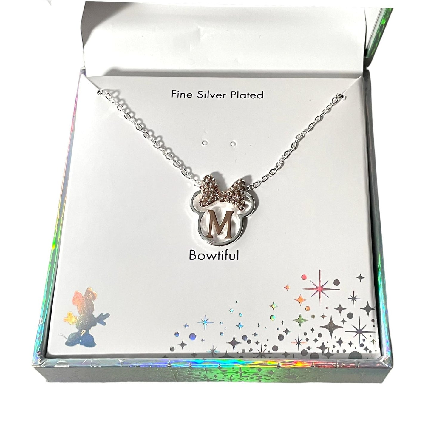 Collar Disney Plateado de Minnie con Inicial K