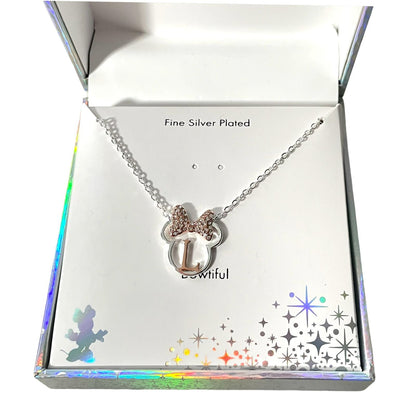 Collar Disney Plateado de Minnie con Inicial K