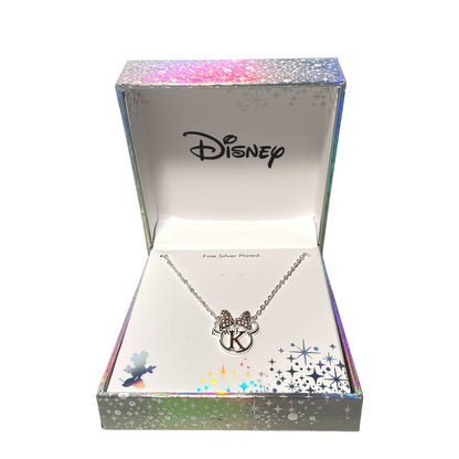 Collar Disney Plateado de Minnie con Inicial K