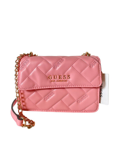 Bolsa Clutch GUESS Acolchada Rosa o Negra con Cadena Dorada Estilo y Glamour Compacto