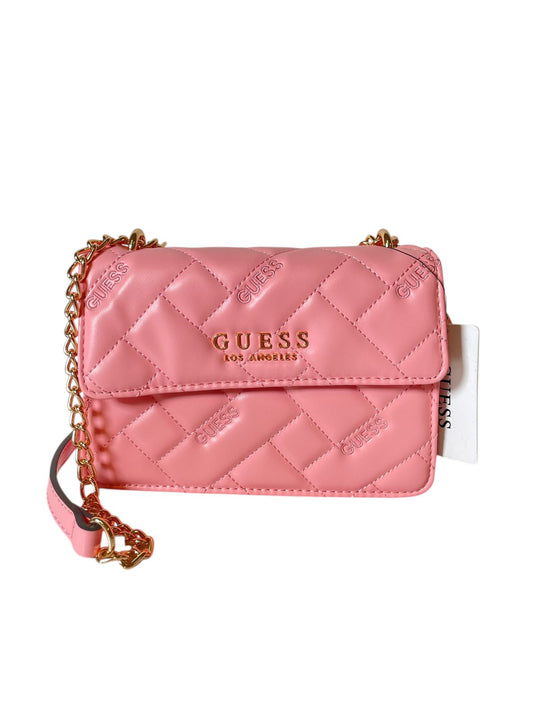 Bolsa Clutch GUESS Acolchada Rosa o Negra con Cadena Dorada Estilo y Glamour Compacto