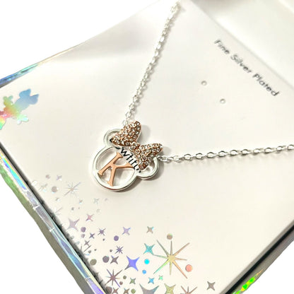 Collar Disney Plateado de Minnie con Inicial K