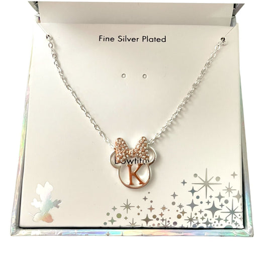 Collar Disney Plateado de Minnie con Inicial K